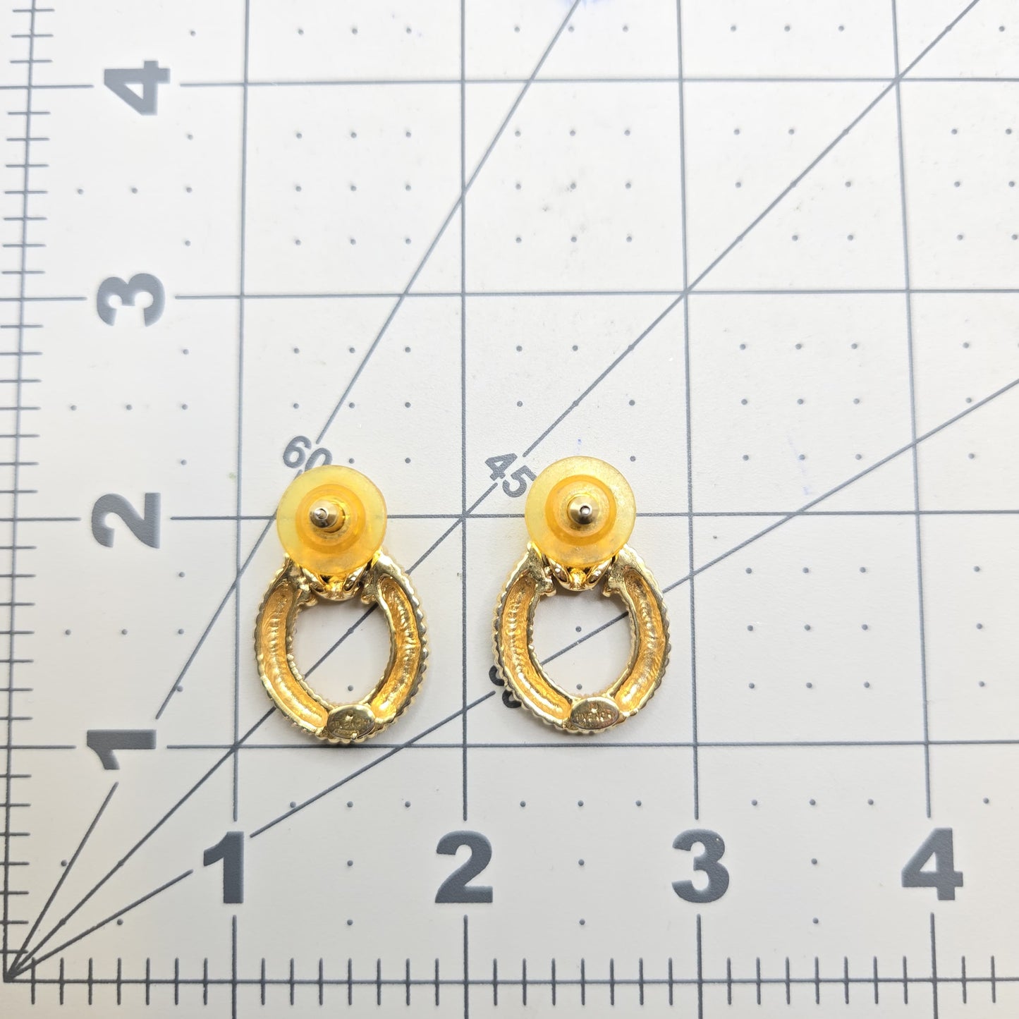 Vintage GIVENCHY logo Door Knocker gold tone dangle designer runway earrings