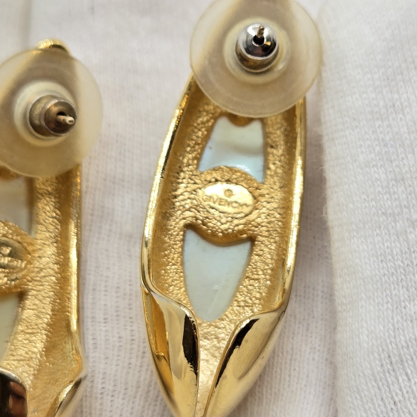 Vintage GIVENCHY Large Gold tone Faux pearl Earrings