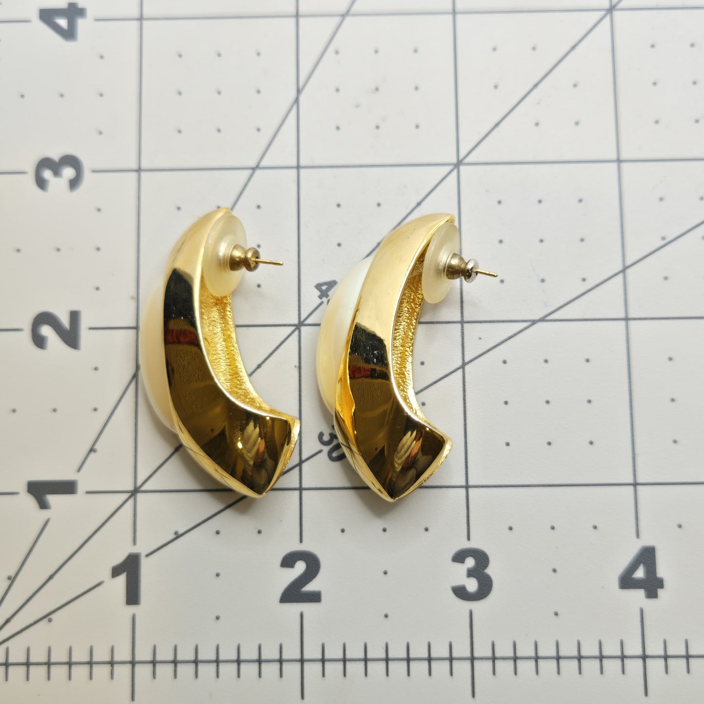 Vintage GIVENCHY Large Gold tone Faux pearl Earrings