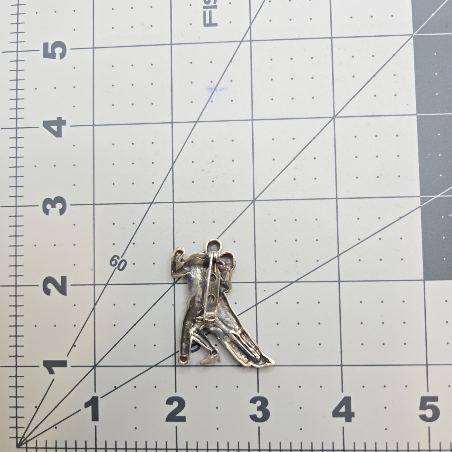 Vintage Sterling Silver Dancing kissing Couple Brooch Pin