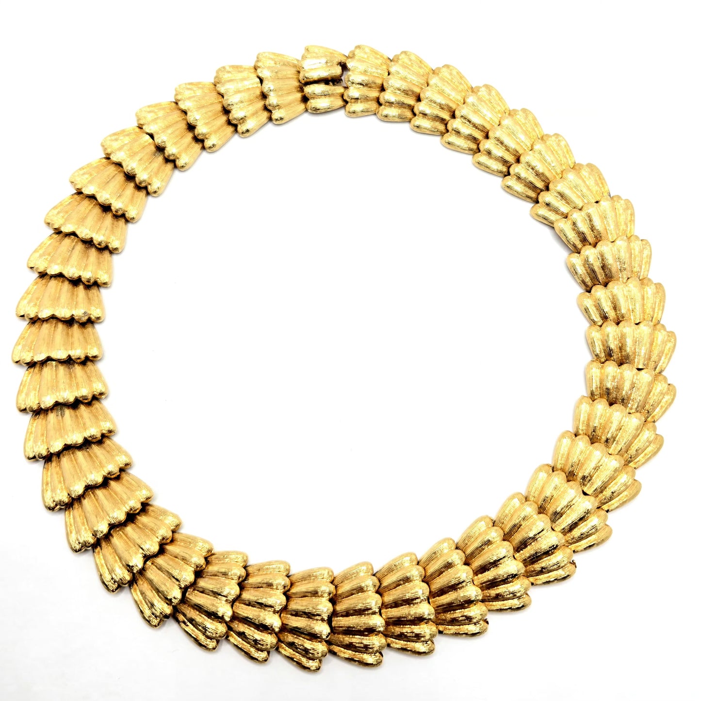 Vintage Massive Cleopatra Style Brushed Gold Tone Statement Necklace