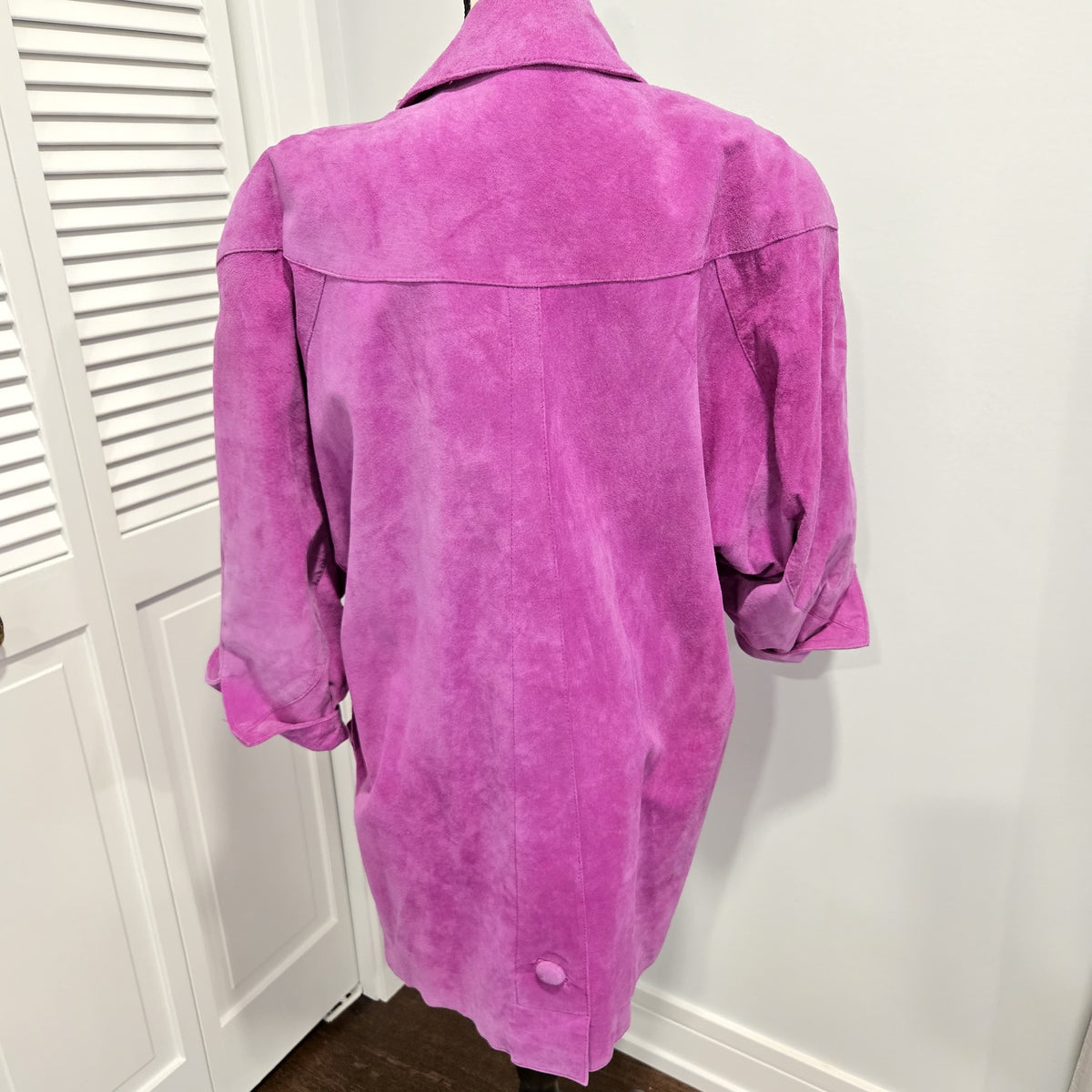 Vintage MADGE'S fuchsia pink suede leather oversized jacket coat size L