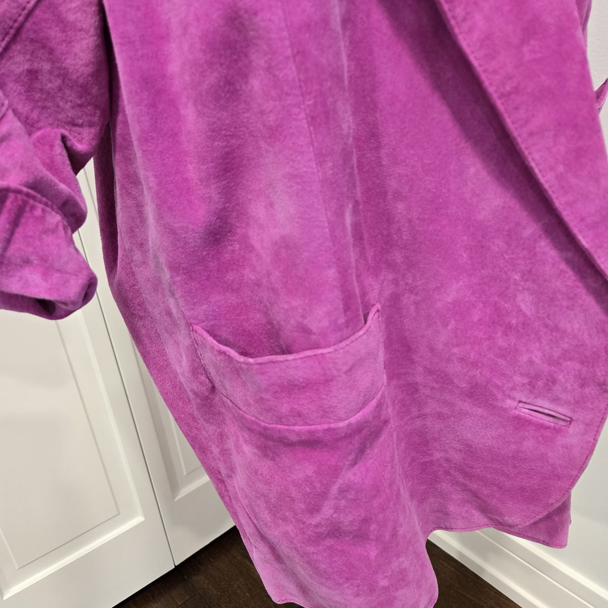 Vintage MADGE'S fuchsia pink suede leather oversized jacket coat size L