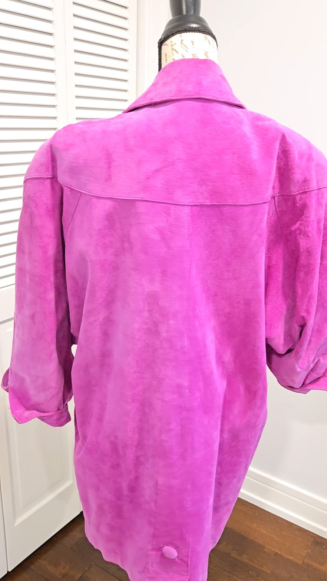 Vintage MADGE'S fuchsia pink suede leather oversized jacket coat size L