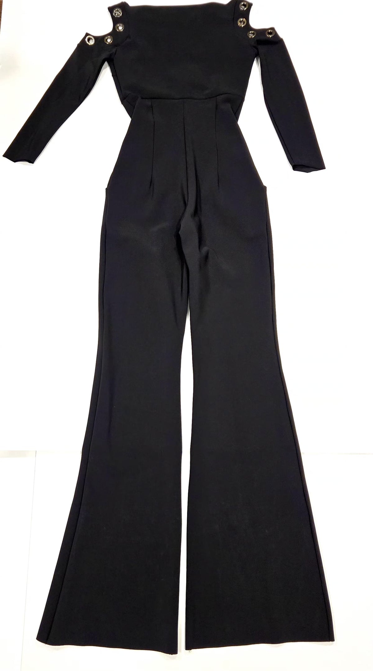 La Petite Robe di Chiara Boni Maya Black Grommet Cold Shoulder Jumpsuit Size 38