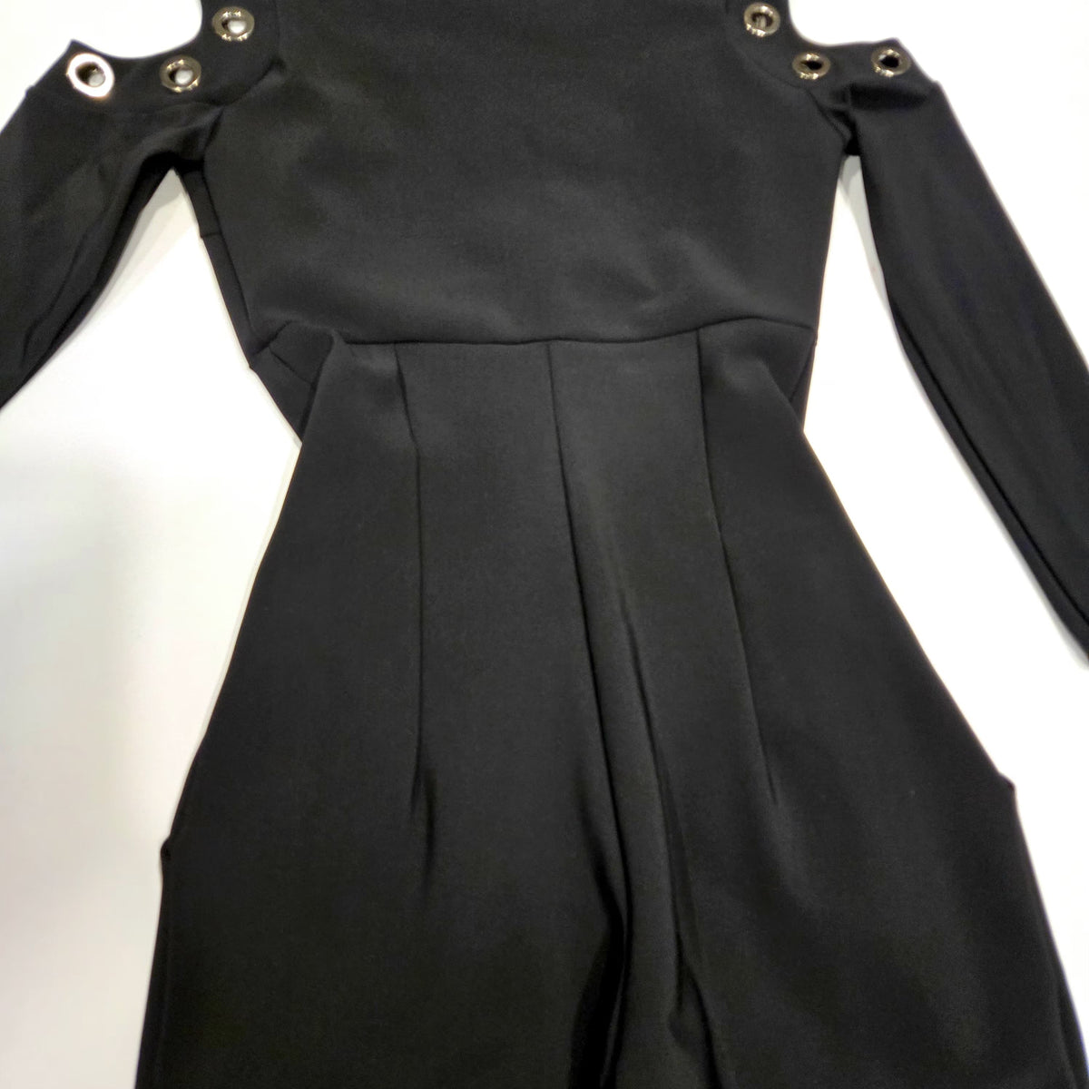 La Petite Robe di Chiara Boni Maya Black Grommet Cold Shoulder Jumpsuit Size 38