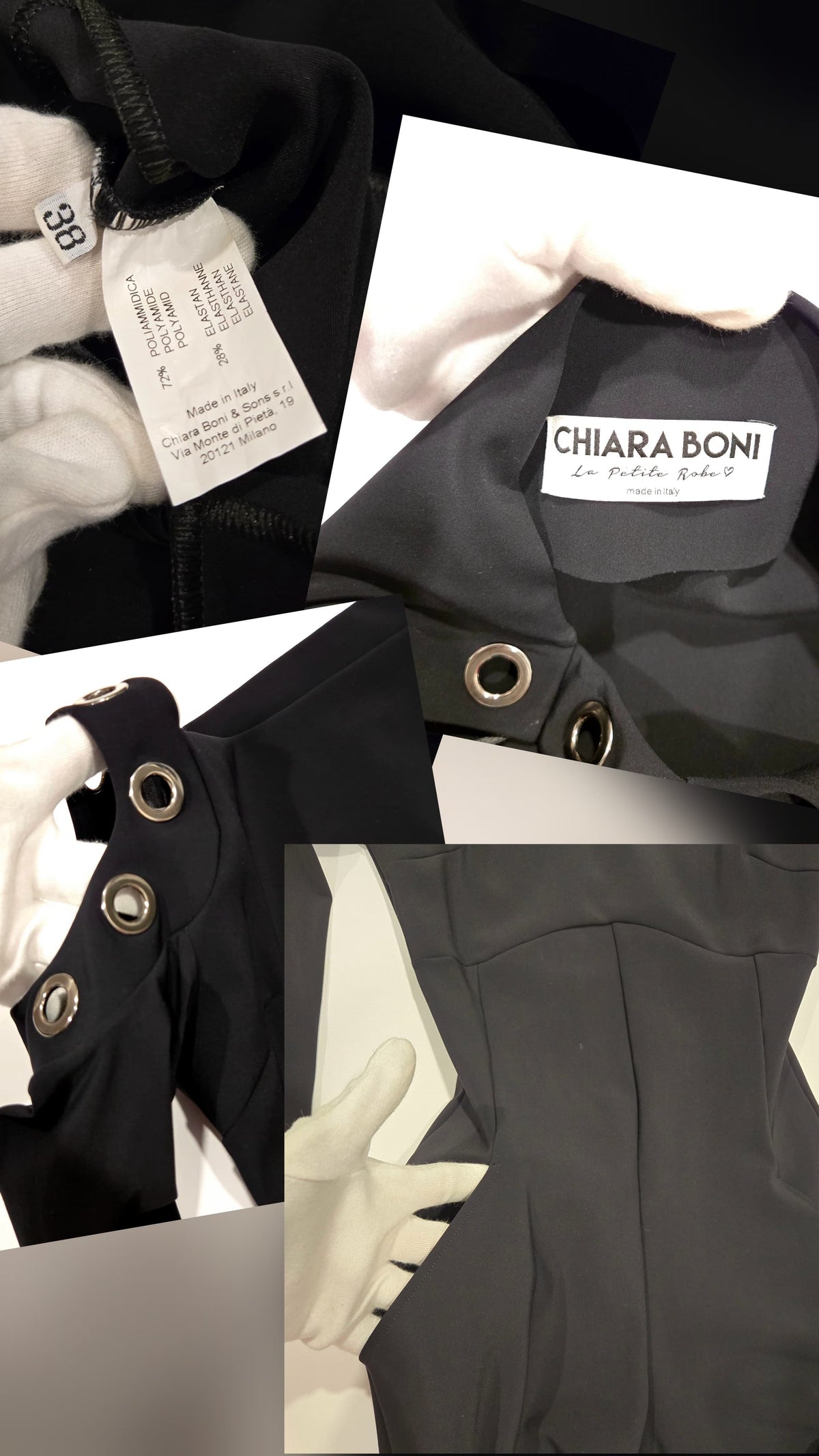 La Petite Robe di Chiara Boni Maya Black Grommet Cold Shoulder Jumpsuit Size 38