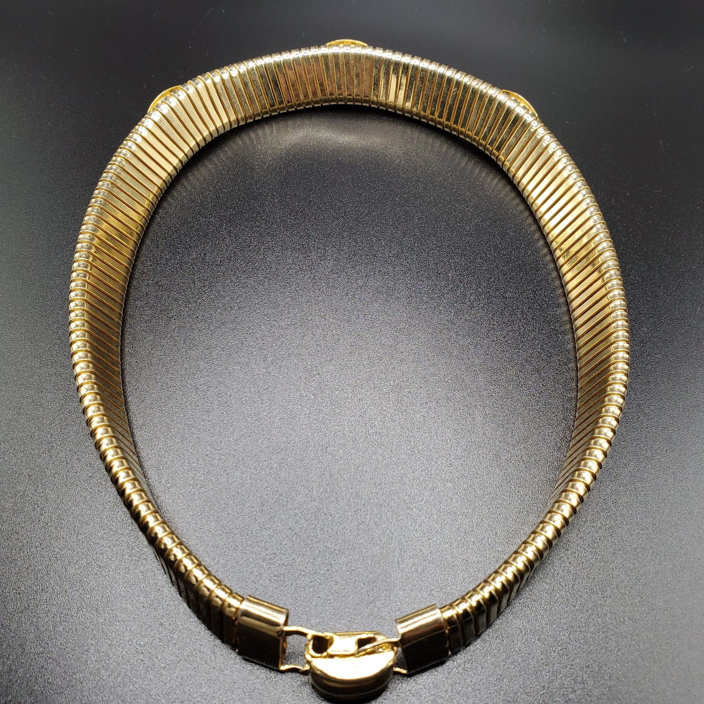 Vintage, Red, Blue, Green Cabochon, Gold Tone Moghul Necklace