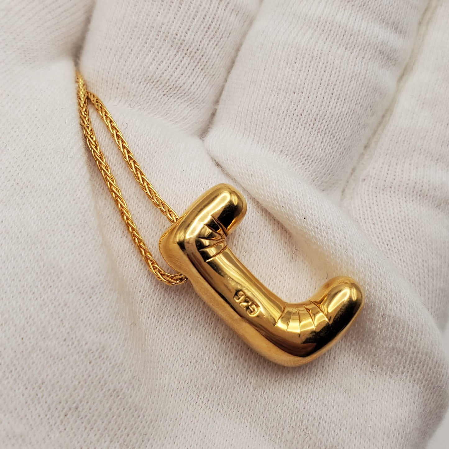 MAISON IREM Balloon J Letter 925 Silver, Gold Tone Necklace NEW with Box