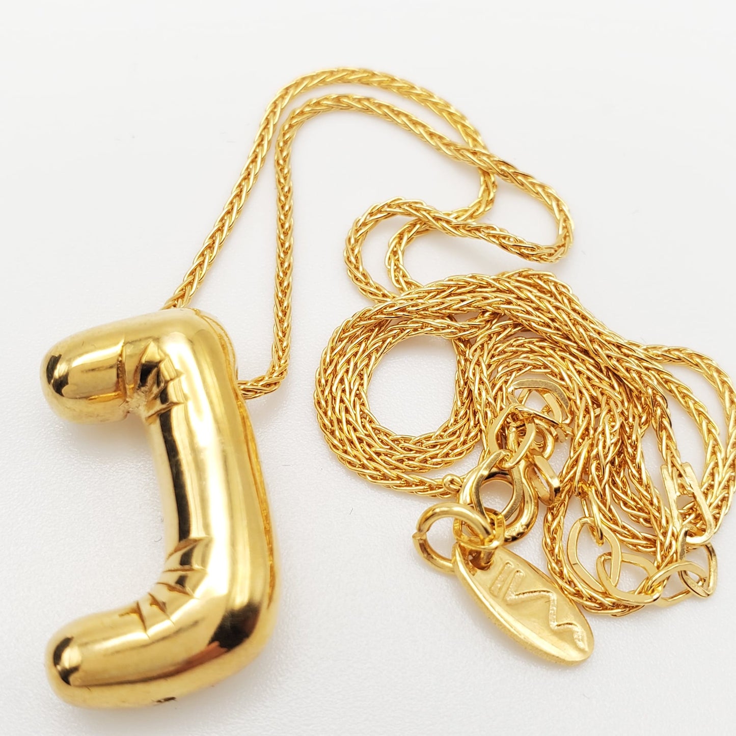 MAISON IREM Balloon J Letter 925 Silver, Gold Tone Necklace NEW with Box