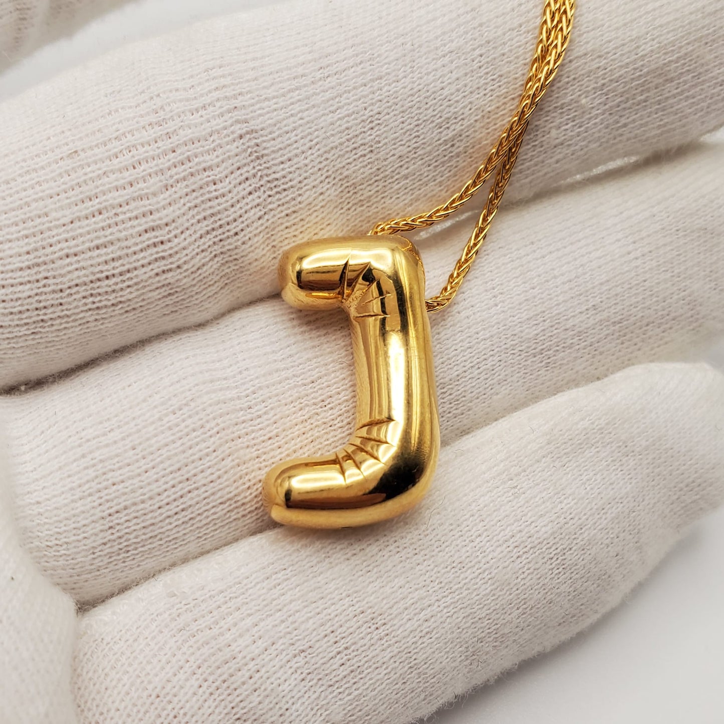 MAISON IREM Balloon J Letter 925 Silver, Gold Tone Necklace NEW with Box