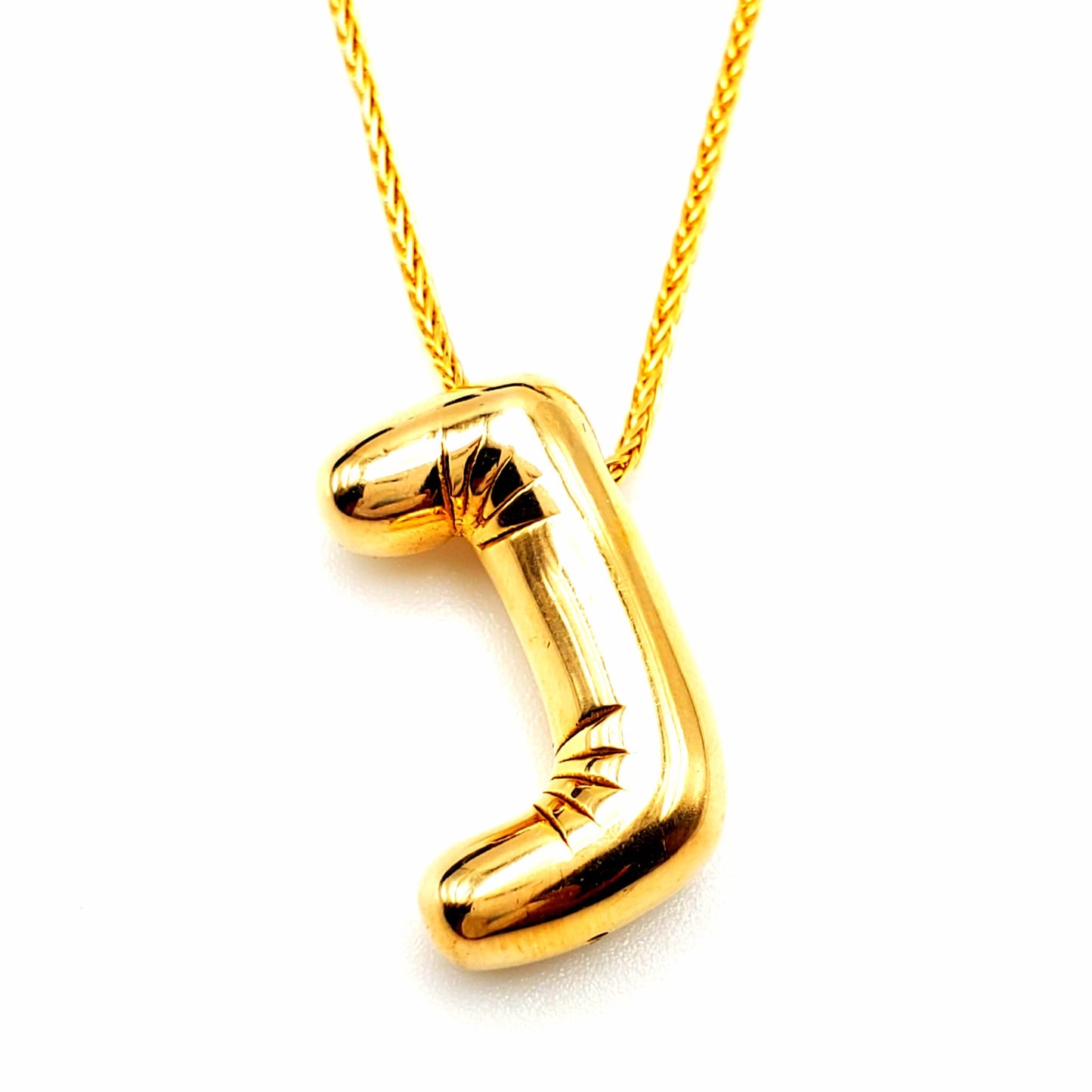 MAISON IREM Balloon J Letter 925 Silver, Gold Tone Necklace NEW with Box