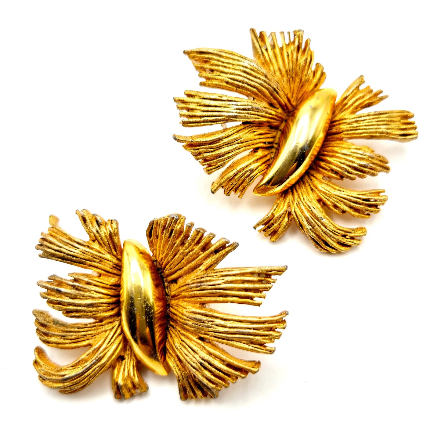 Vintage HATTIE CARNEGIE Butterfly Gold Tone Clip on Earrings