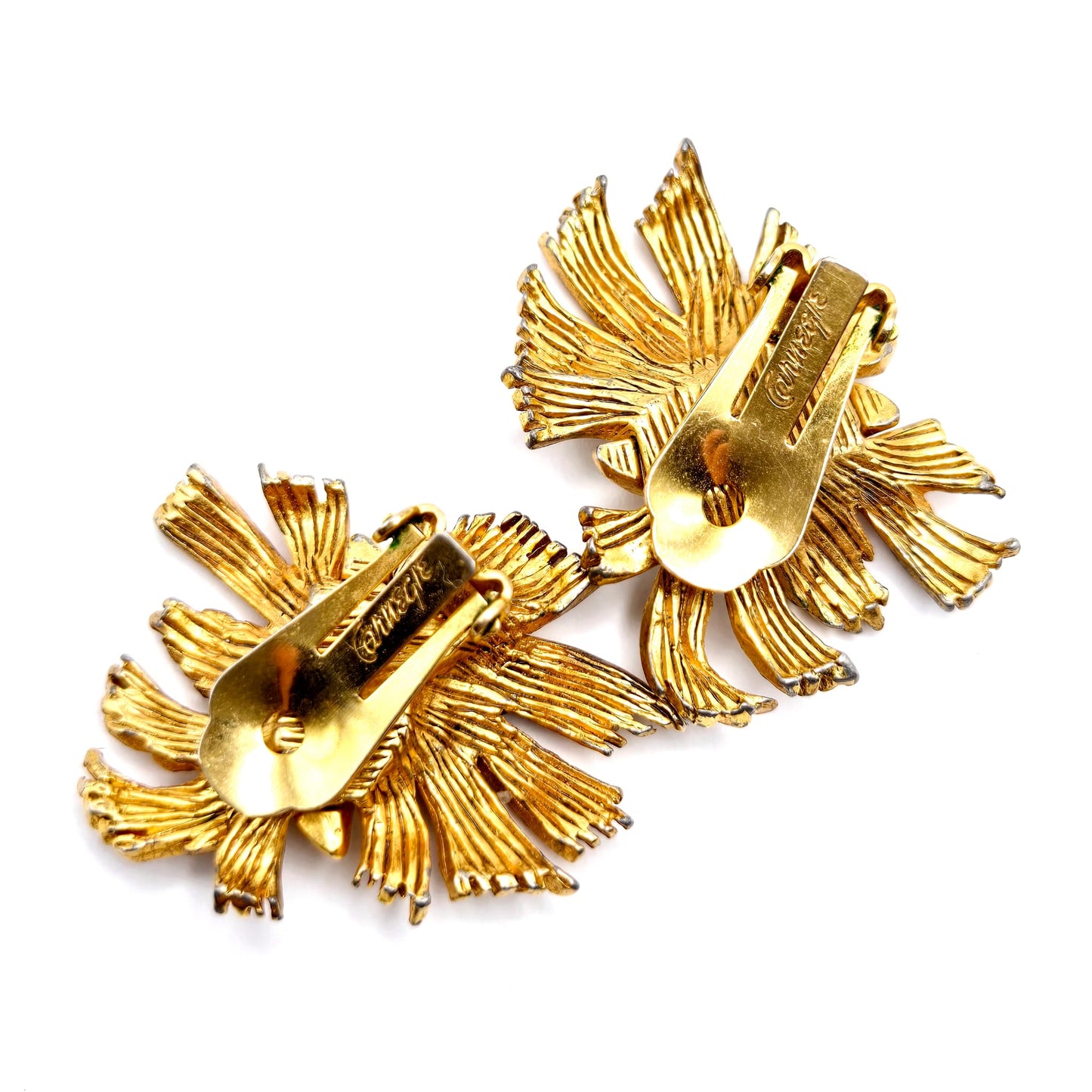 Vintage HATTIE CARNEGIE Butterfly Gold Tone Clip on Earrings