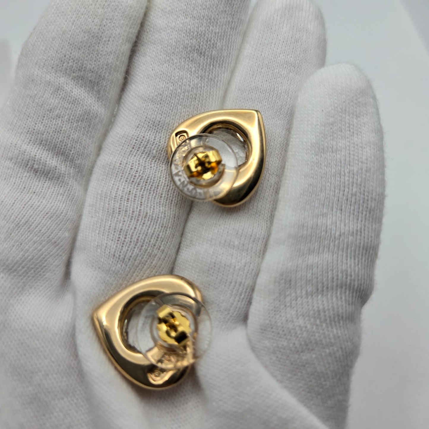 Vintage SWAROVSKI Swan Signed Heart Shaped Pave Crystal Gold Tone Pierced Earrings