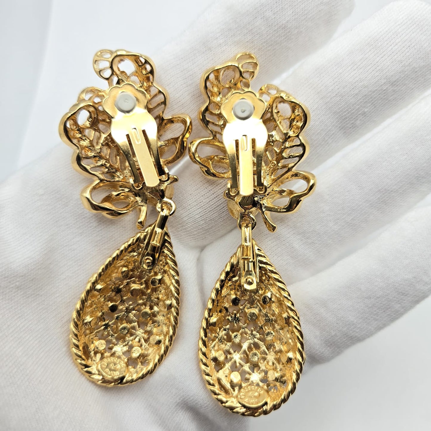 Vintage JOSE MARIA BARRERA For AVON Versatile Elegance Rhinestones Gold Tone Dangle Clip on Earrings