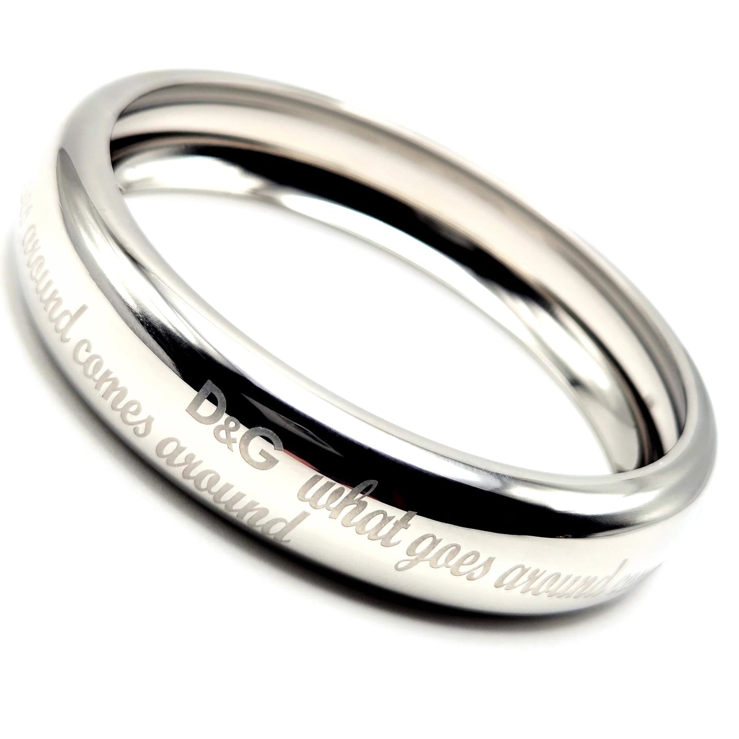 D&G DOLCE GABBANA What Goes Around Comes Around, Silver Tone Bangle Bracelet, Very Good Condition