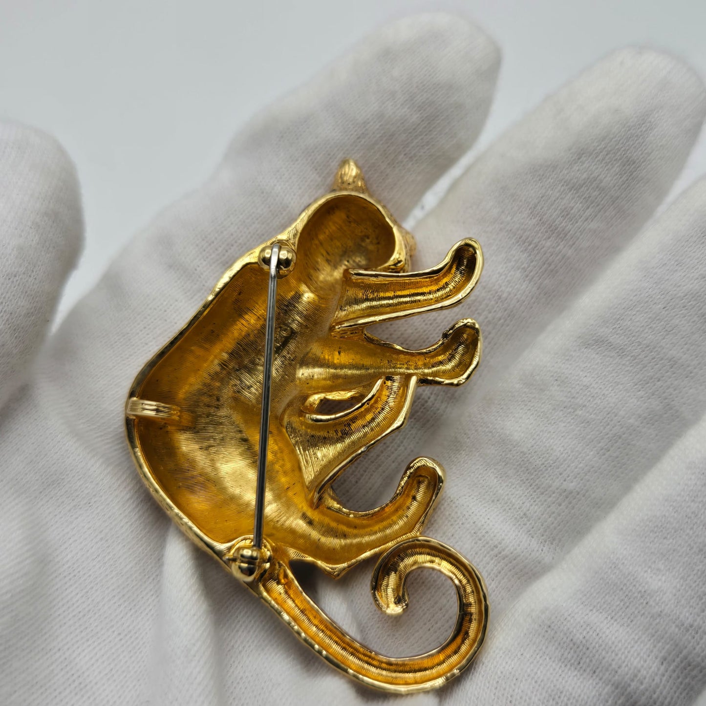 Vintage JOMAZ Joseph Mazer Gold Tone Black Enameled Jaguar Leopard Cat Pendant/Pin Brooch