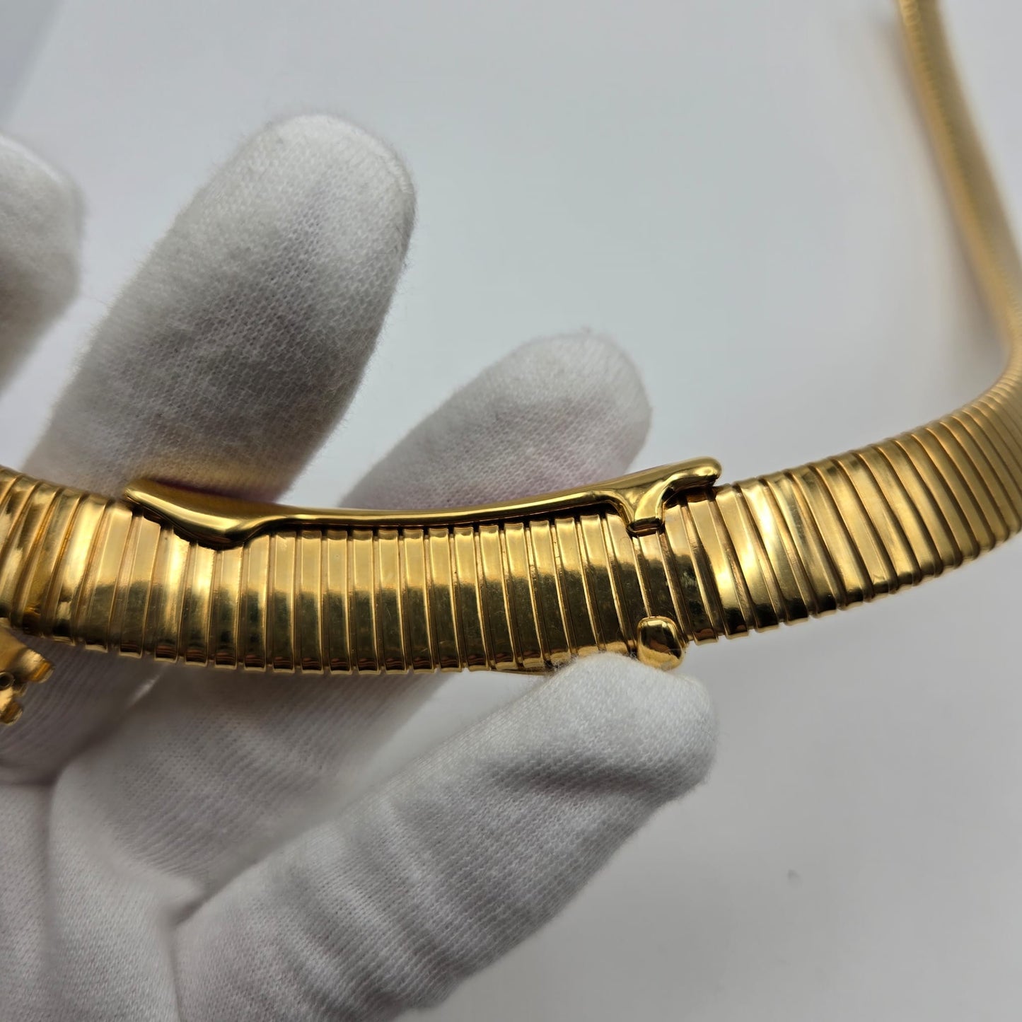 Vintage MONET Cleopatra Style Choker Red Enamel, Gold Tone Necklace and Clip on Earrings Set