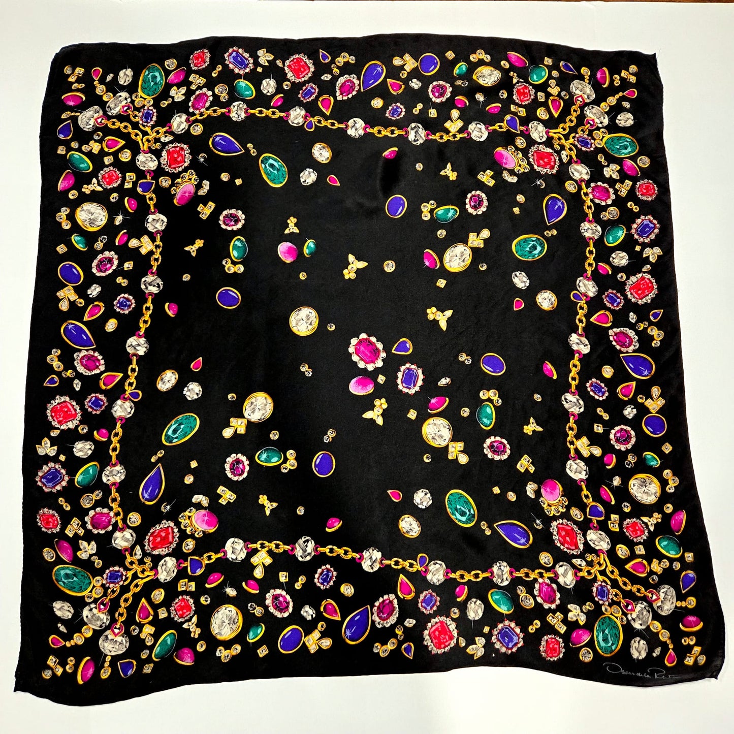 Vintage OSCAR DE LA RENTA Gems & Jewels
Jewelry Silk Scarf 30x30