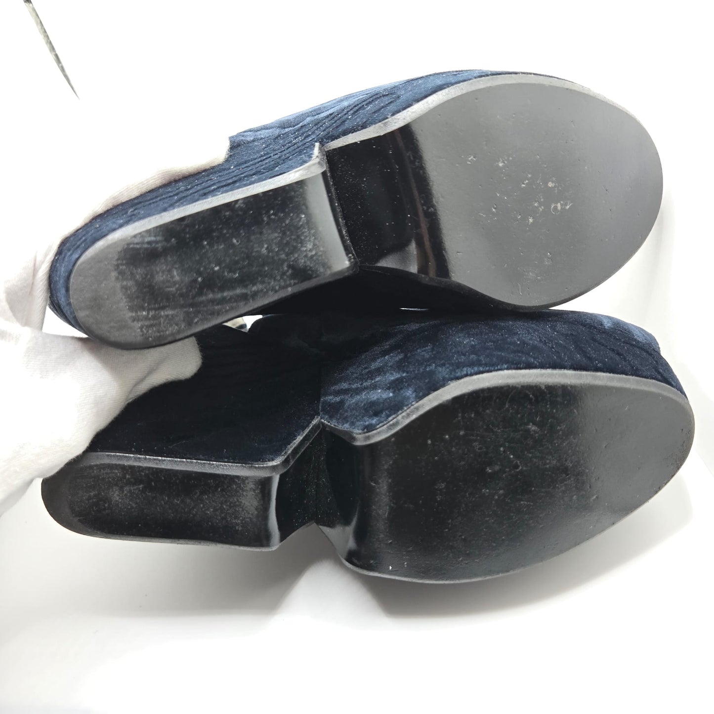 Vintage ROBERT CLERGERIE Dylan Midnight Blue Velvet Wedge Sandals Size 36