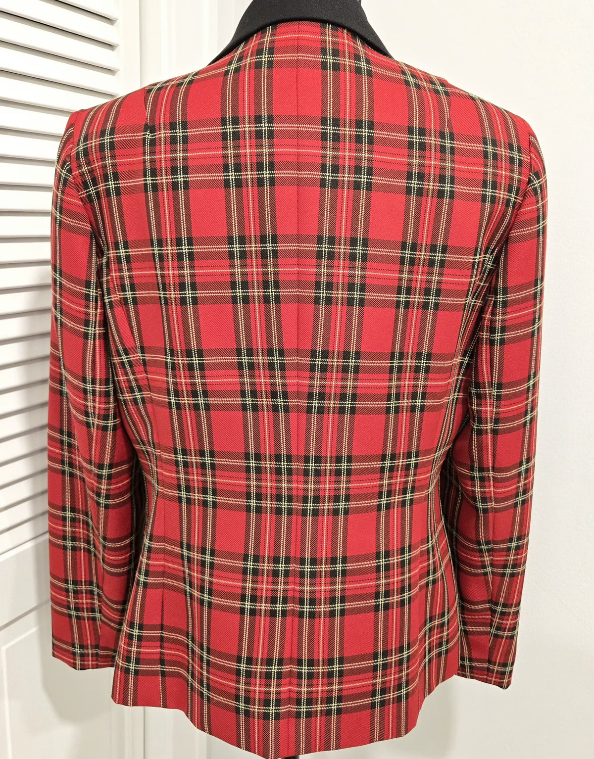 Vintage KASPER Tartan Plaid One-Button Blazer Jacket Size 4-6