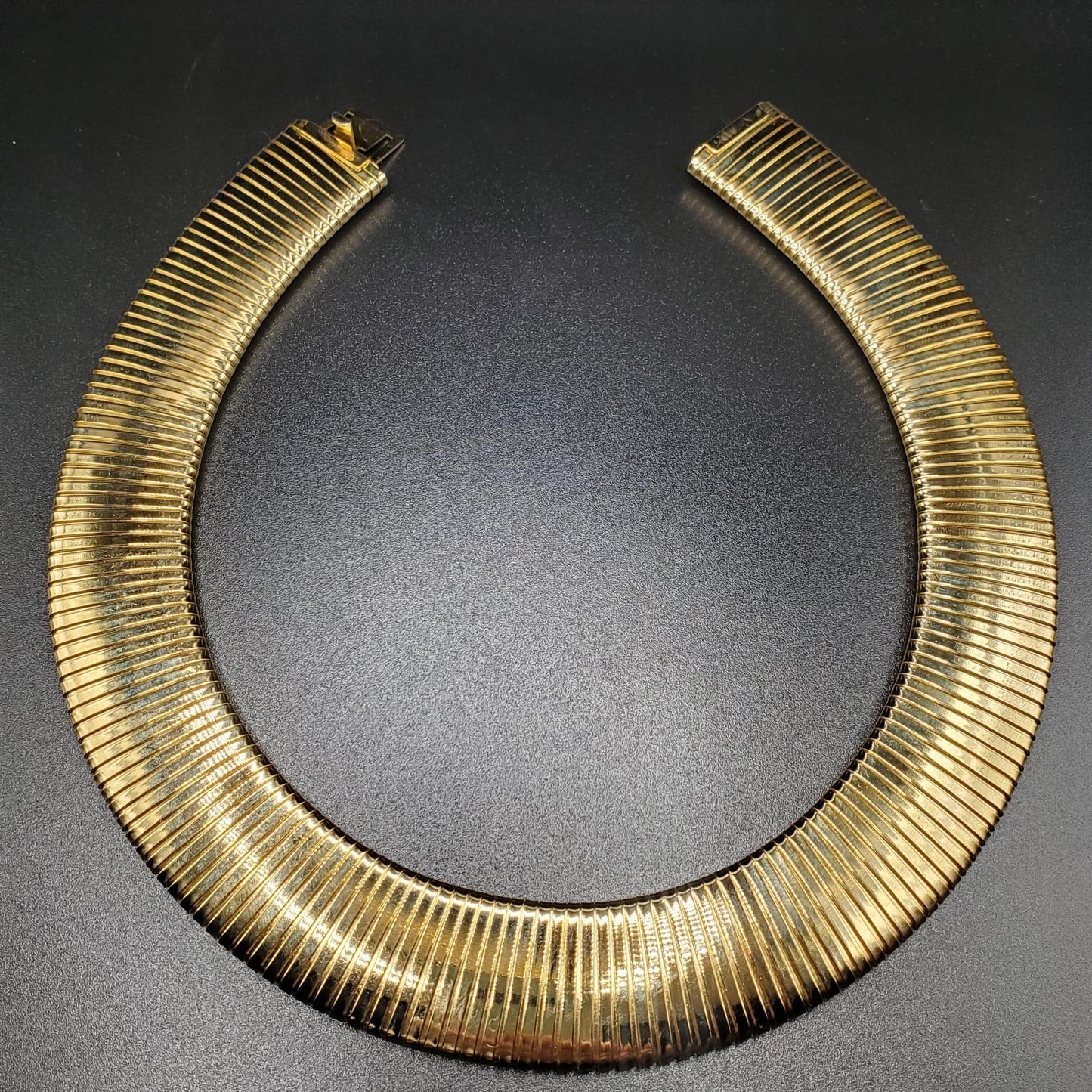 Vintage KENNETH JAY LANE Signed Egyptian Revival Cleopatra Style Gold Tone Collar Necklace