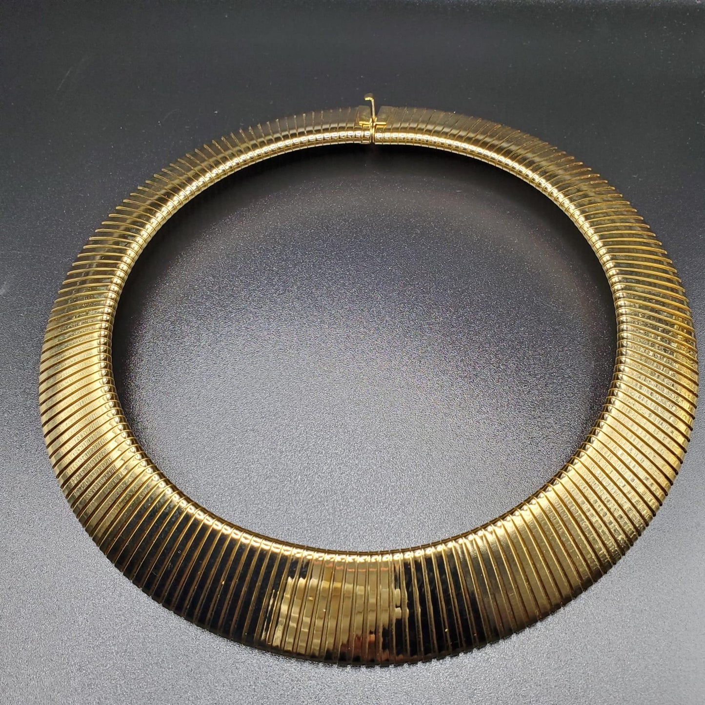 Vintage KENNETH JAY LANE Signed Egyptian Revival Cleopatra Style Gold Tone Collar Necklace