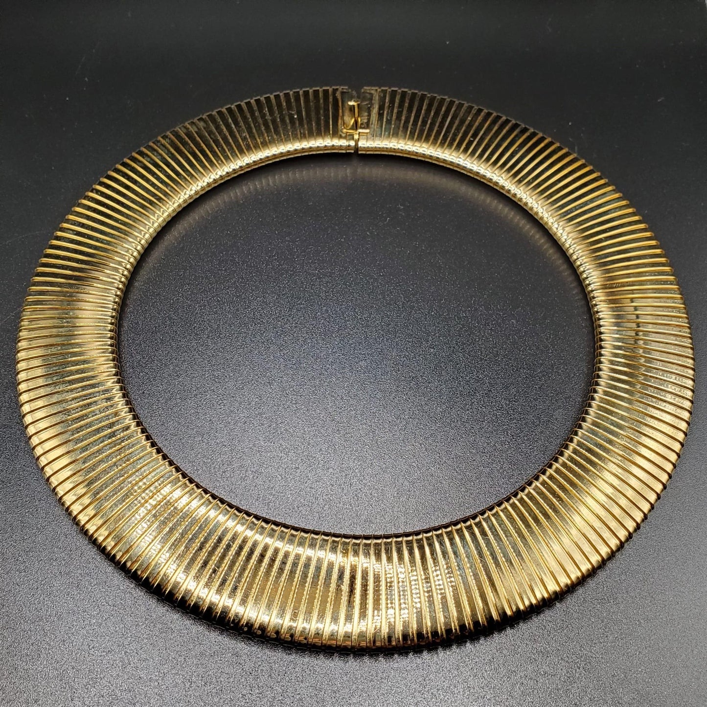Vintage KENNETH JAY LANE Signed Egyptian Revival Cleopatra Style Gold Tone Collar Necklace