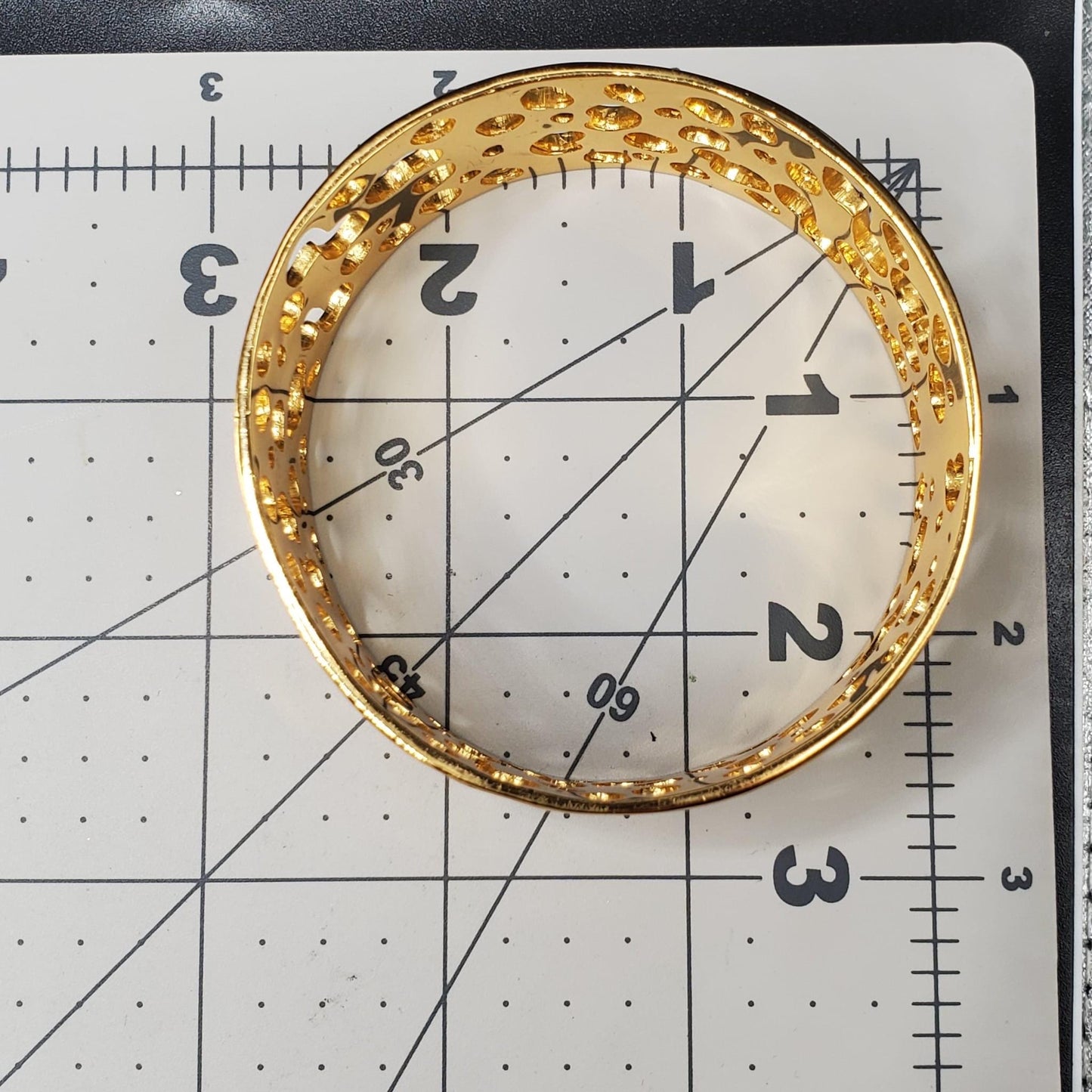 Vintage ST. JOHN Signed Designer Runway Open work Gold Tone Bangle Bracelet